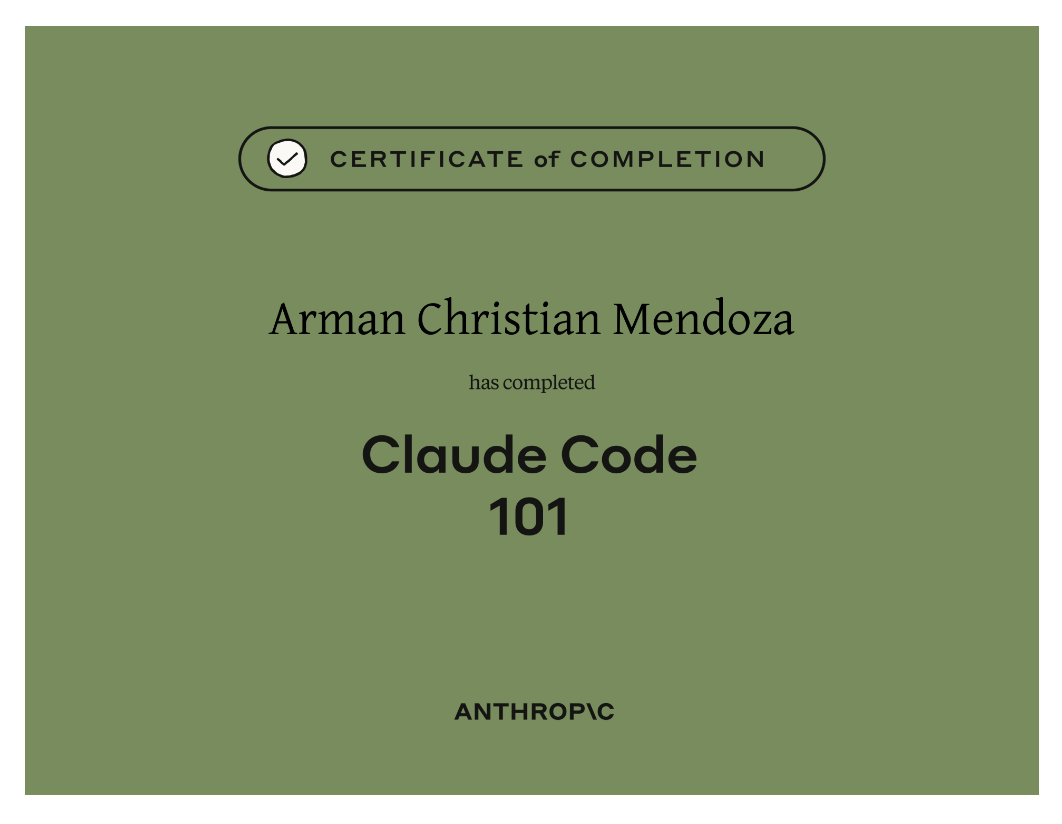 Claude Code 101 Certificate